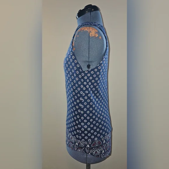 LUCKY BRAND Navy Blue Flowy Pattern Tank Top - Picture 2 of 9
